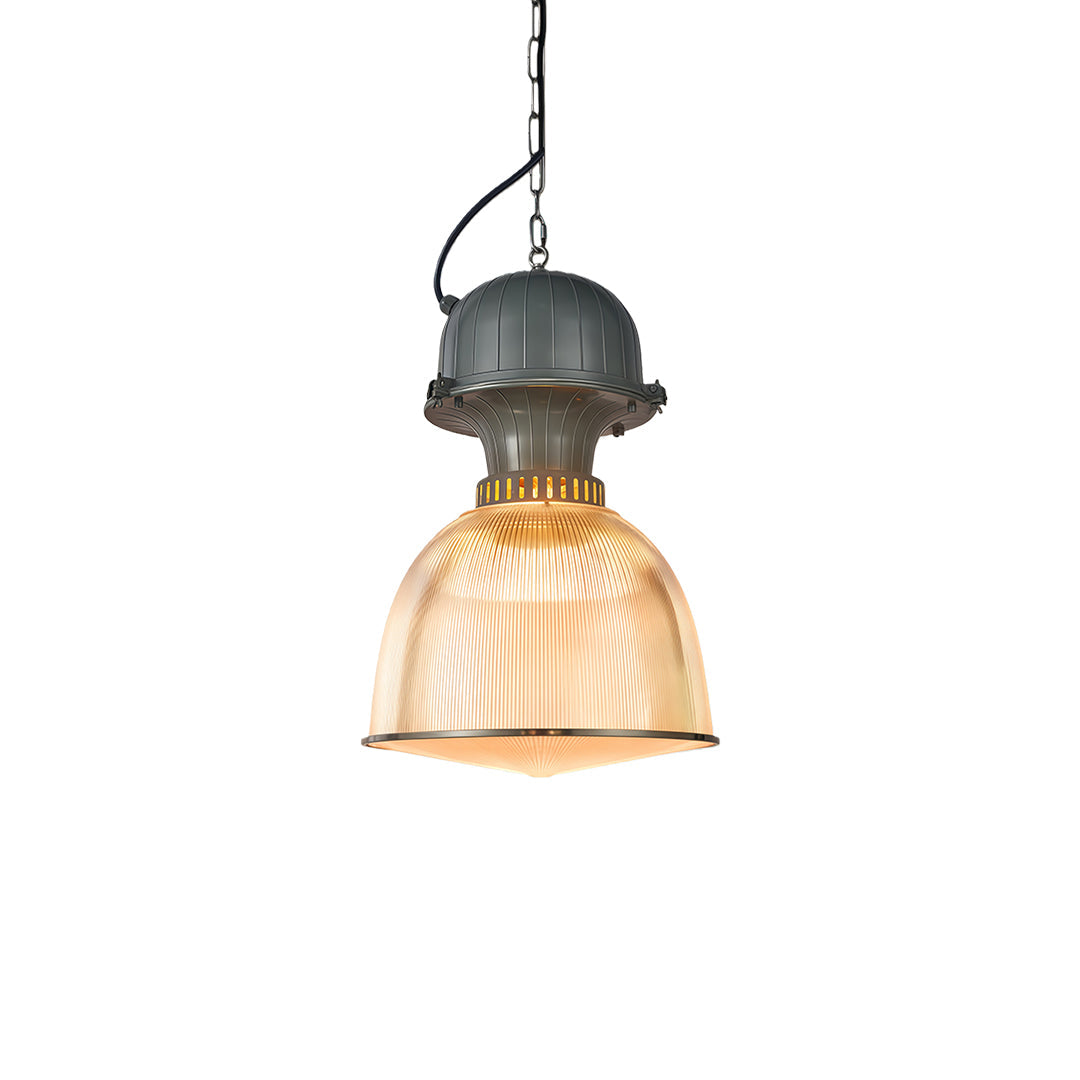Aurelia Industrial Pendant Light in Gray Aluminum with Clear Shade