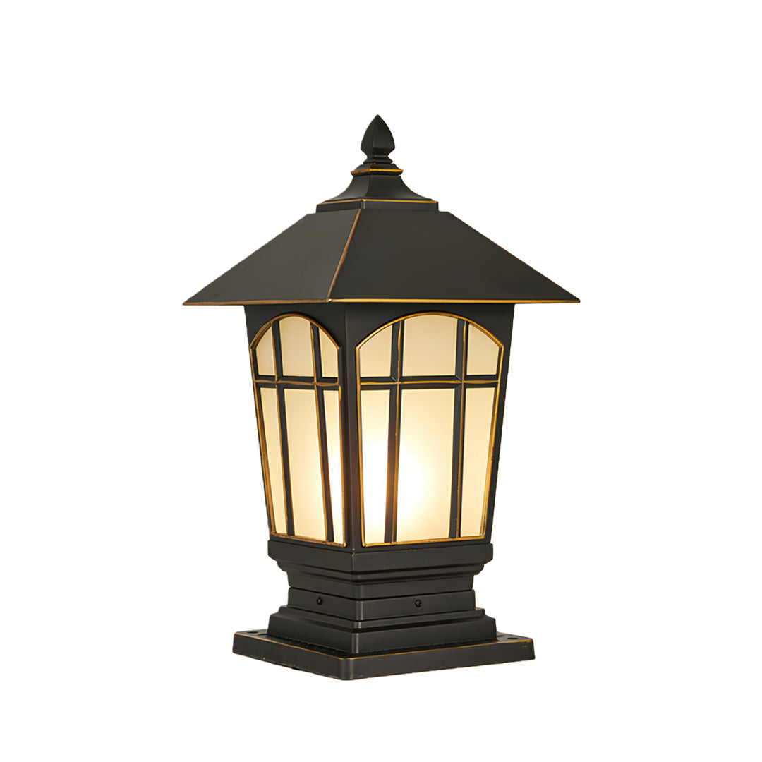 European Outdoor Pillar Light in Chestnut Aluminum with Clear Glass