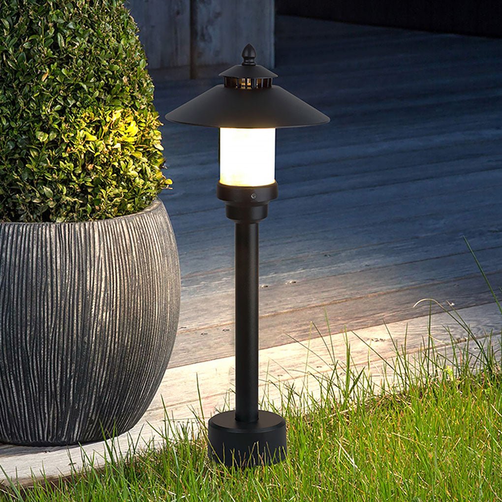 Classic European LED Garden Post Light with Marble Shade