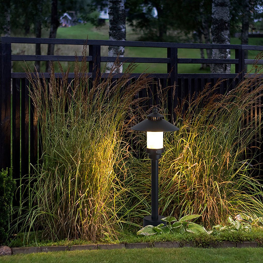 Classic European LED Garden Post Light with Marble Shade