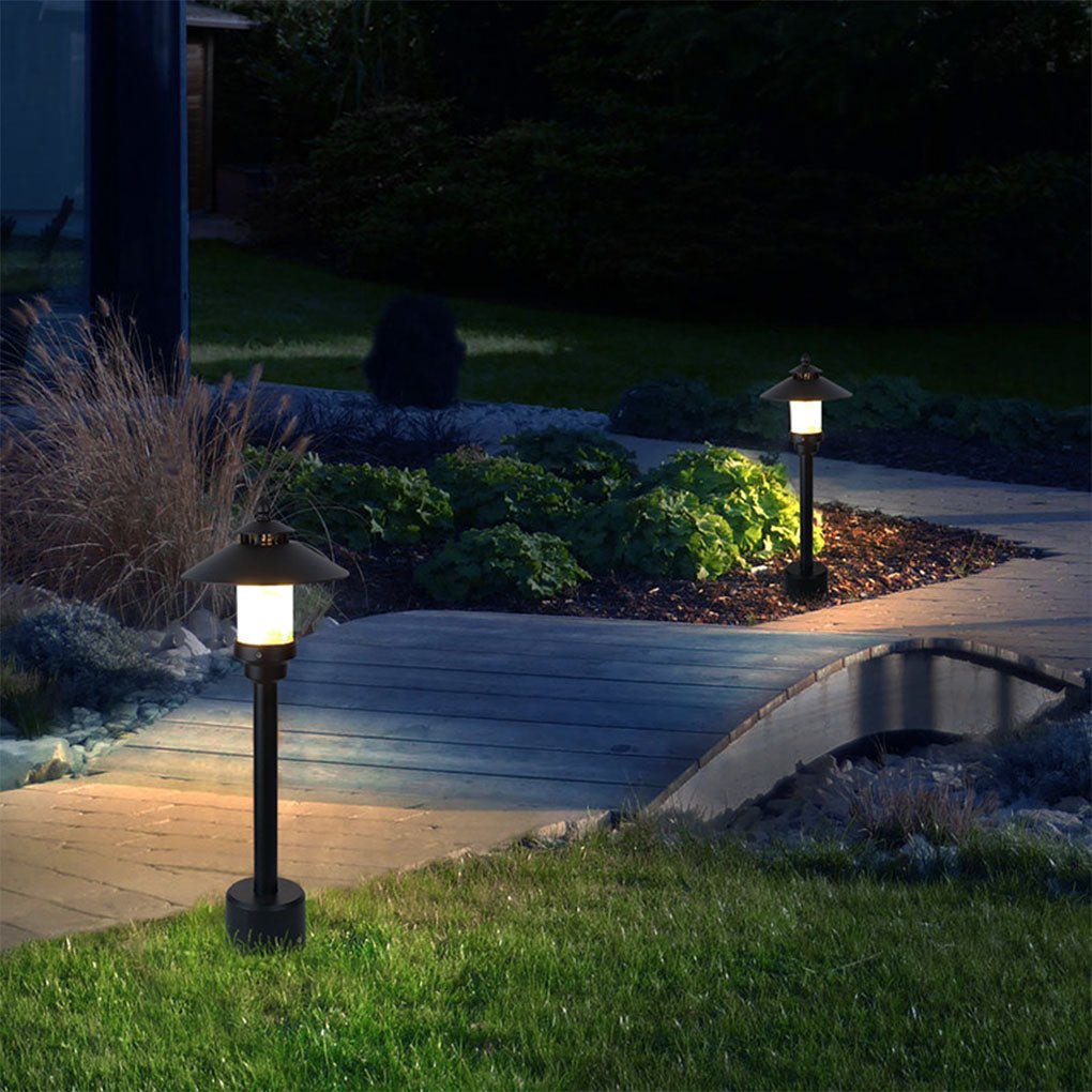 Classic European LED Garden Post Light with Marble Shade