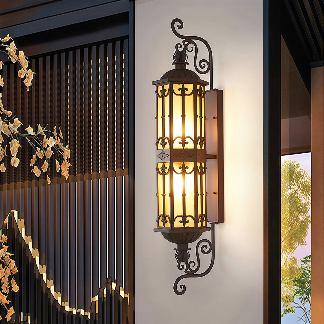 Vintage Dual-Head Outdoor Wall Sconce in Coffee Finish