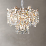 Tiered Crystal Chandelier Modern Gold Waterfall Ceiling Light