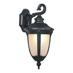 European Outdoor Wall Sconce with Clear Glass Shade in Matte Black Aluminum
