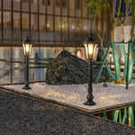 Artisan Iron Outdoor Lamp Post with Cracked Glass Shade for Traditional Courtyards