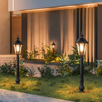 Artisan Iron Outdoor Lamp Post with Cracked Glass Shade for Traditional Courtyards