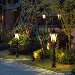 Artisan Iron Outdoor Lamp Post with Cracked Glass Shade for Traditional Courtyards