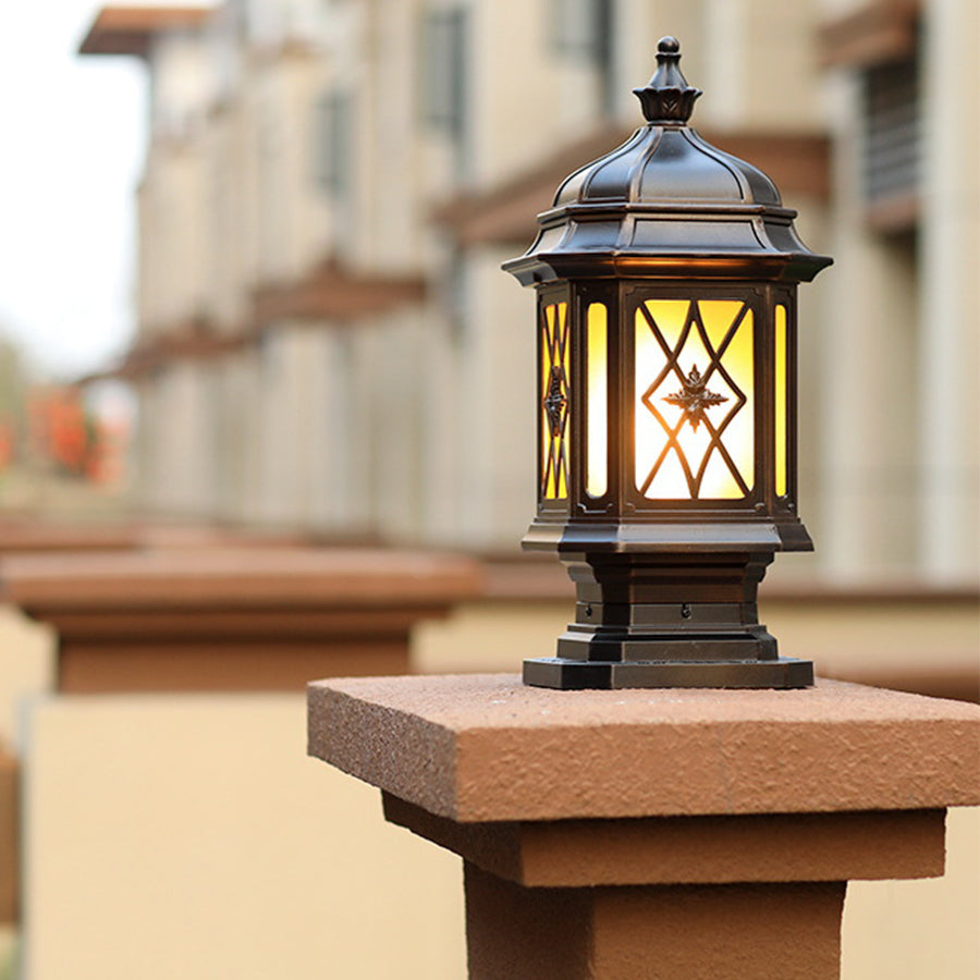 Modern Waterproof Outdoor Pillar Light with Frosted Glass Shade