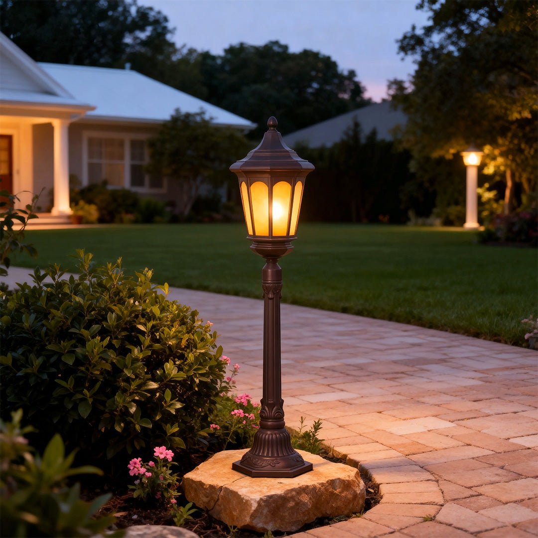 Classic Aluminum LED Post Path Light with Warm Glow for Courtyards & Walkways