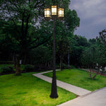 Modern 2-Head Outdoor Post Light in Black, Waterproof Aluminum