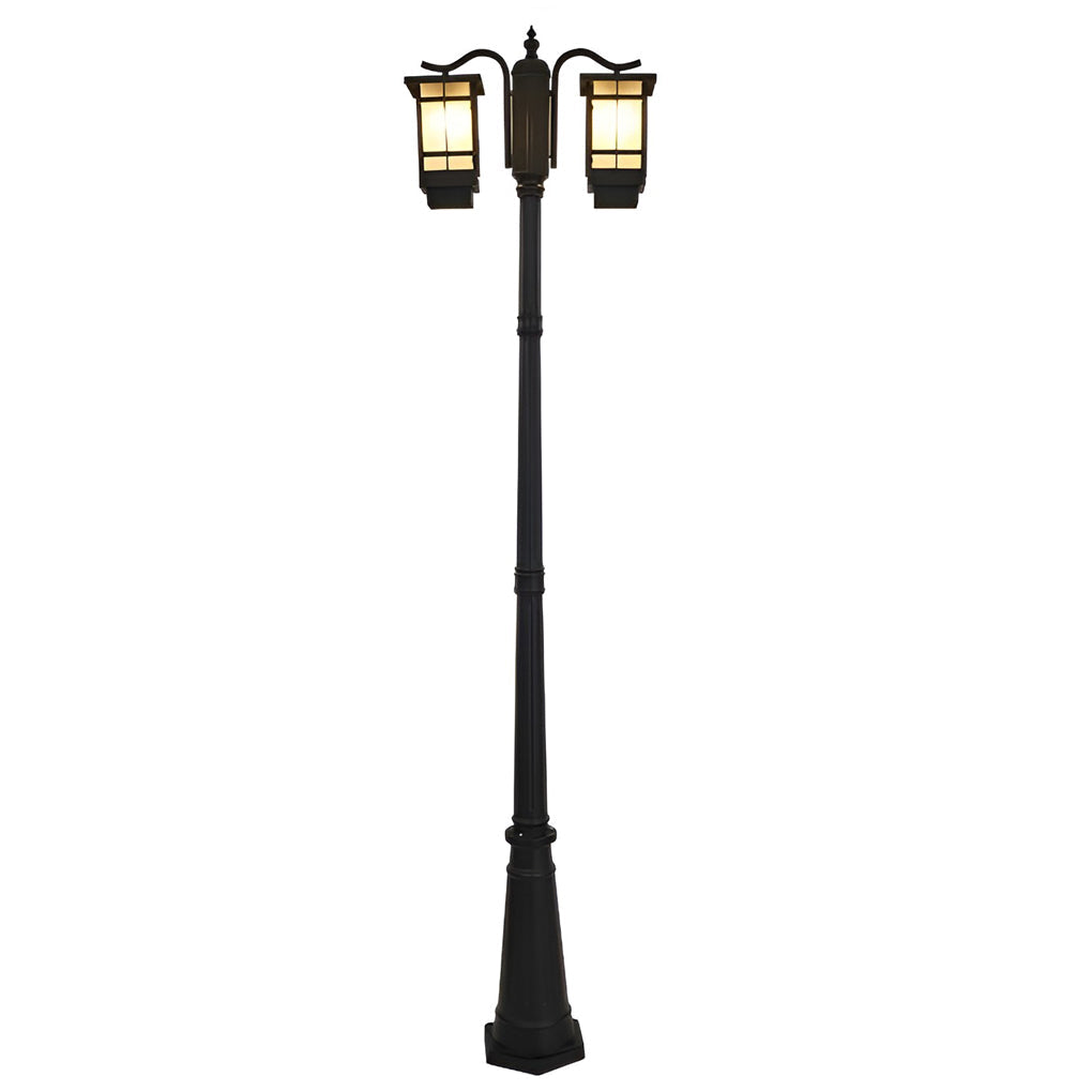Modern 2-Head Outdoor Post Light in Black, Waterproof Aluminum
