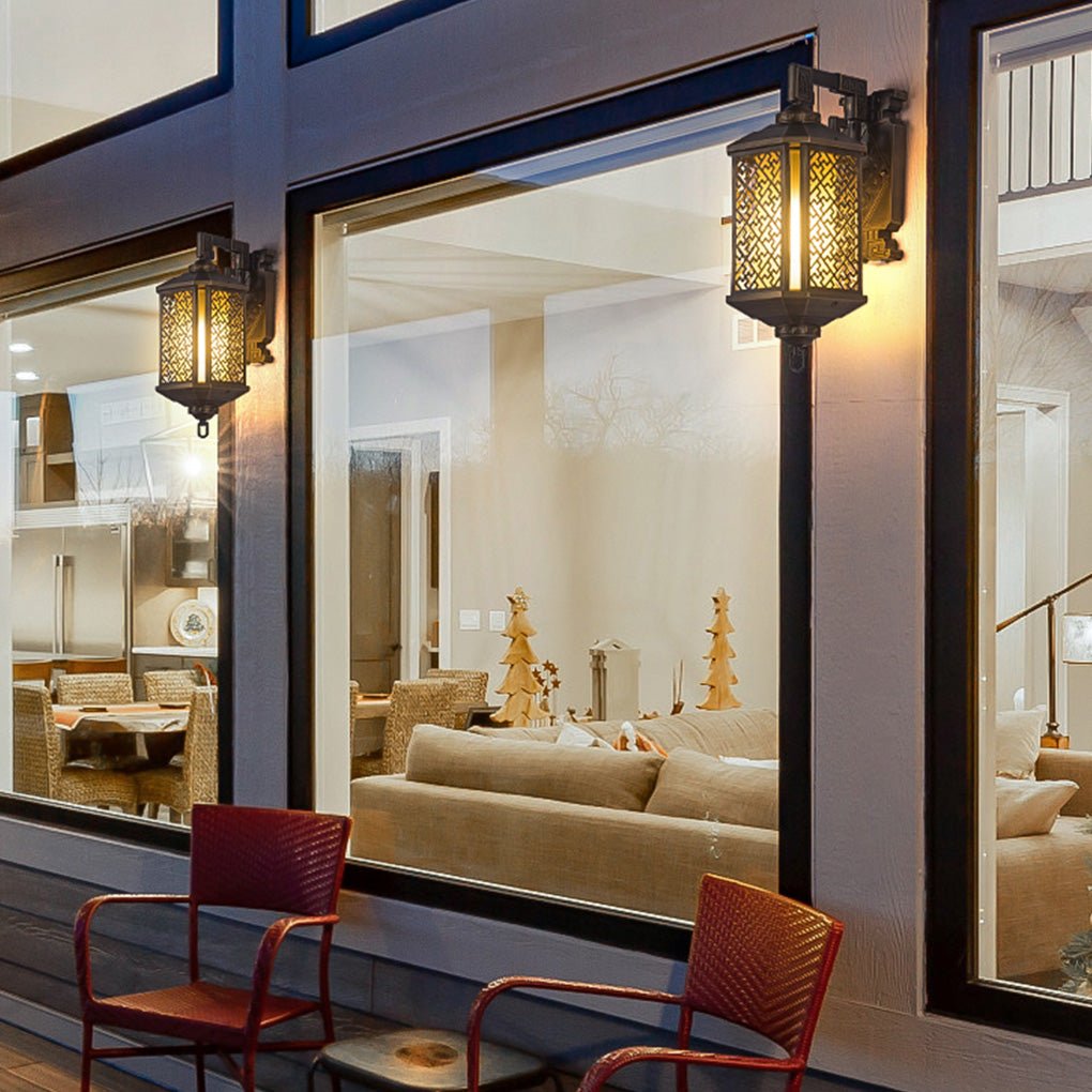 Classical Hollow Pattern Outdoor Waterproof Wall Lamp For Villa Courtyard Corridor