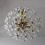 Crystal Flower Chandelier Vintage French Country Ceiling Light with Brass Finish