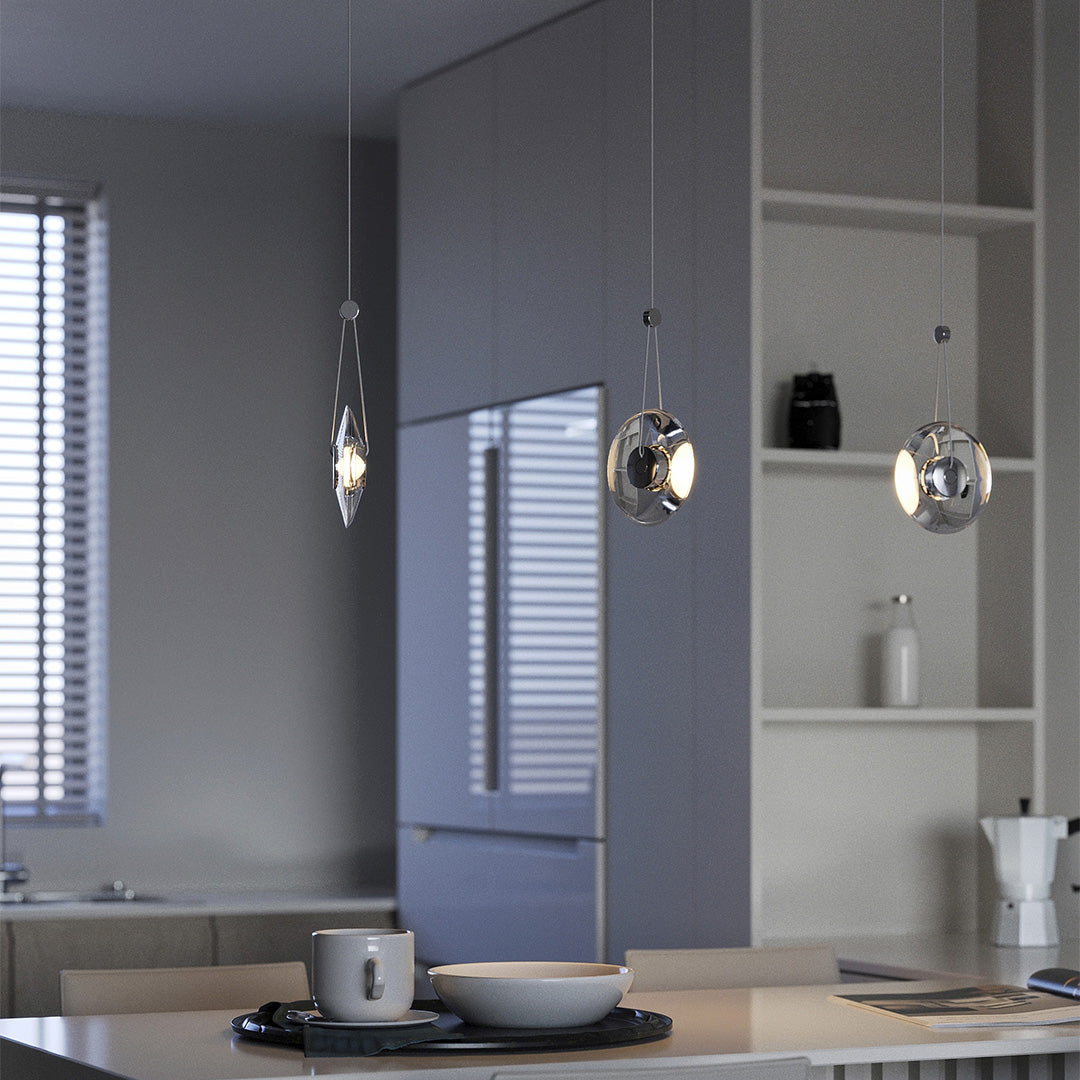 Lumina Clear Crystal Pendant Light – Modern Minimalist LED Hanging Lamp