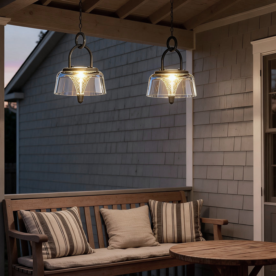 Lumina Clear Glass LED Pendant Light with Solar Power