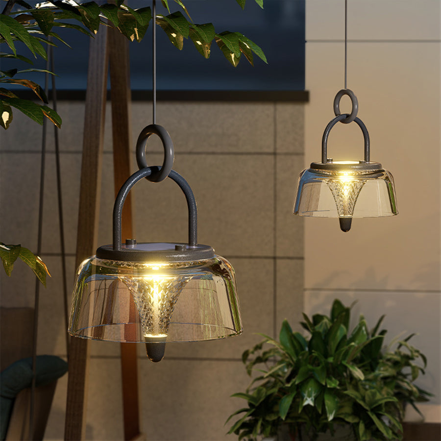 Lumina Clear Glass LED Pendant Light with Solar Power