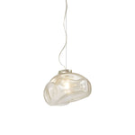 Hand-Blown Textured Glass Pendant Light in Teal or Ash, Modern Nordic Hanging Lamp