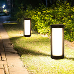 Cylindrical LED Pathway Bollard Lights in Black – Solar & Wired Options