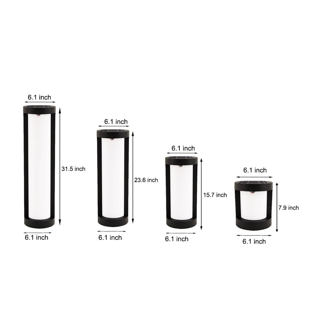 Cylindrical LED Pathway Bollard Lights in Black – Solar & Wired Options