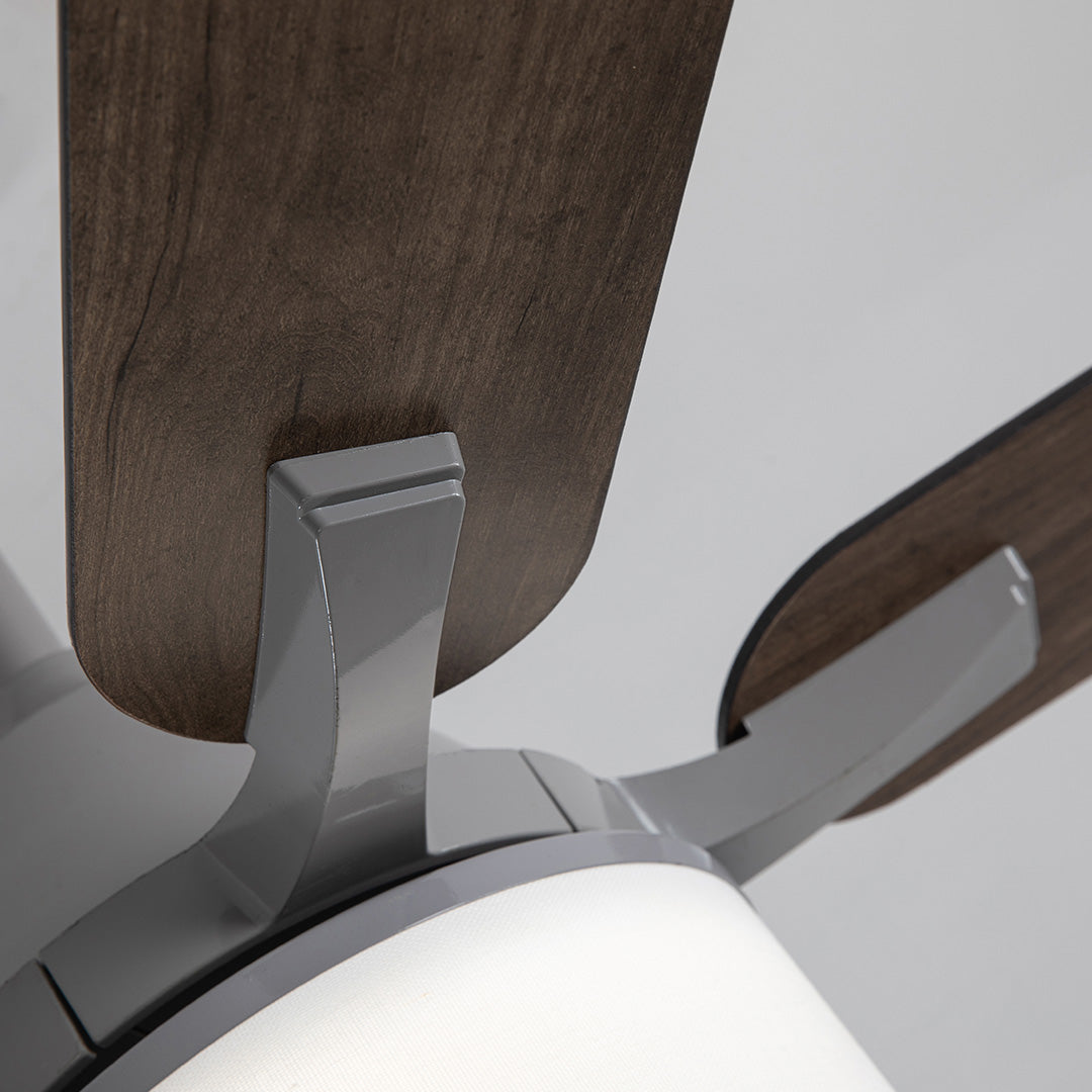 European Retro Ceiling Fan with Fabric Shade and LED Light