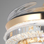 Lumina Gold Crystal Ceiling Fan with Dimmable LED Light, Modern 4-Blade Design