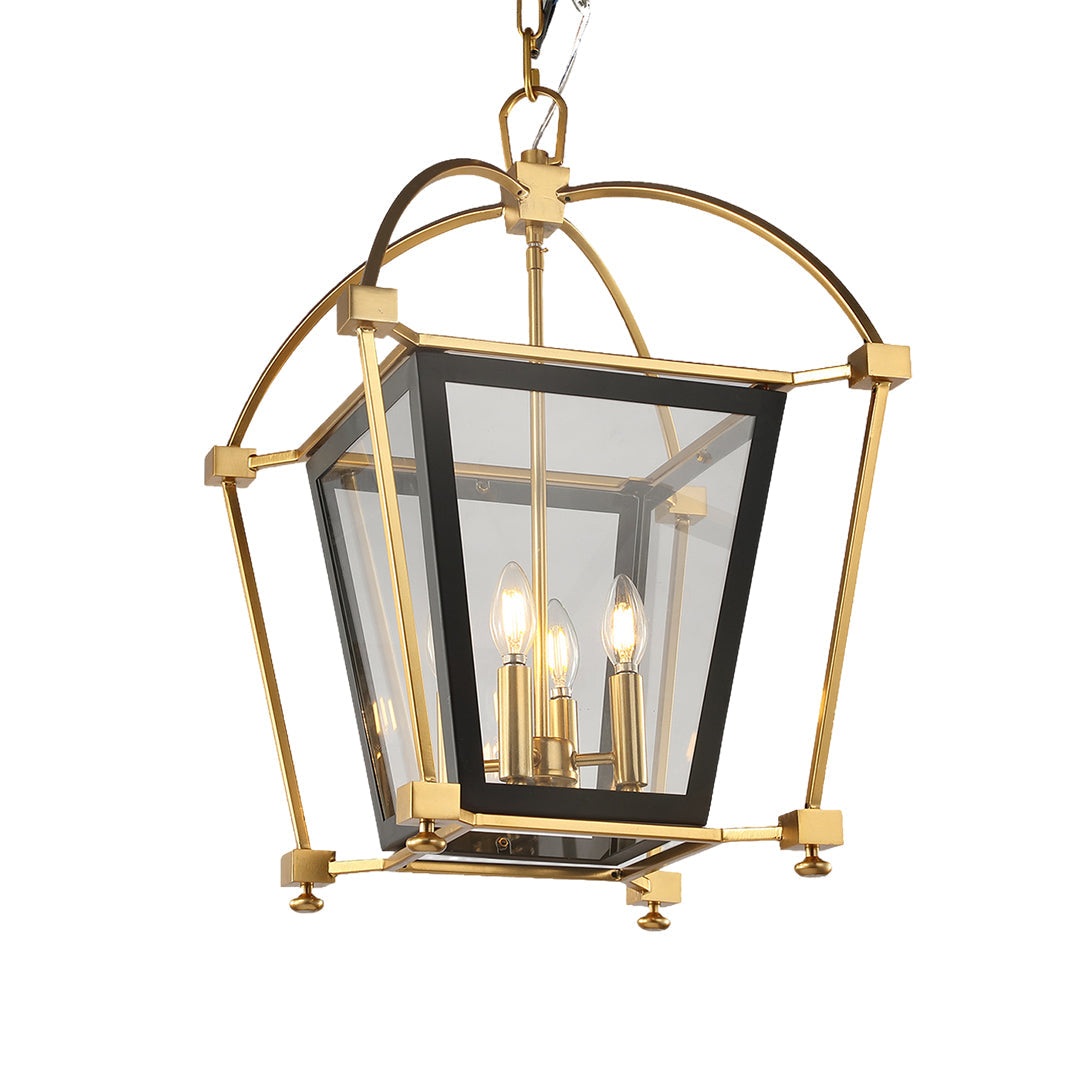 Aurelia Four-Light Gold and Black Lantern Pendant