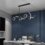 Aurelia Six-Light Linear LED Chandelier in Black and Gold with Silicone Shades