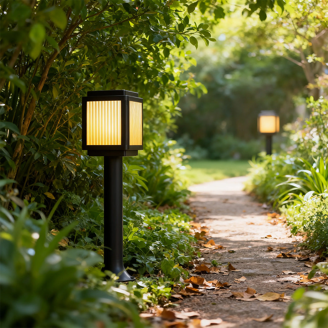 Modern Solar Path Lights with Aluminum Frame and Acrylic Shade