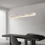 Copper Linear Pendant Light with Cloud Stone Shade