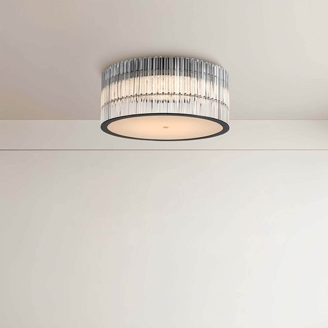Lumina Crystal Flush Mount Ceiling Light in Black and Glass