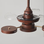 French Vintage Iron Ceiling Fan with Four Lights, 3-Blade LED Fan Lamp