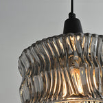 Italian Minimalist Glass Drum Pendant Light in Copper Black