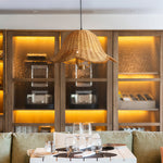 Artisan Rattan Pendant Light with Iron Frame – Japanese Wabi-Sabi Ceiling Lamp