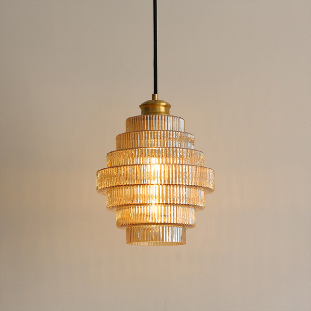 Honeycomb Glass Pendant Light, Mid-Century Modern Ceiling Lamp