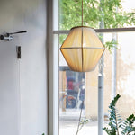 Hand-Braided Hemp Rope Pendant Light with Iron Frame, Japanese Retro Style, Adjustable Cord