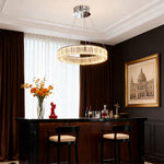 Lumina Ring Chandelier in Gold Stainless Steel and Crystal