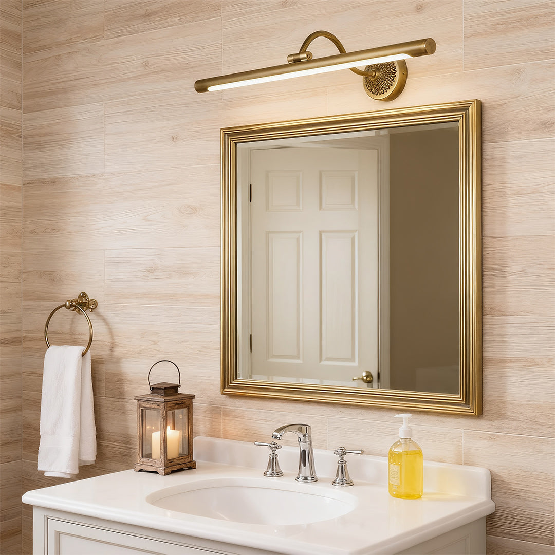 American Retro LED Vanity Light for Bathroom Mirror, Brass & Copper