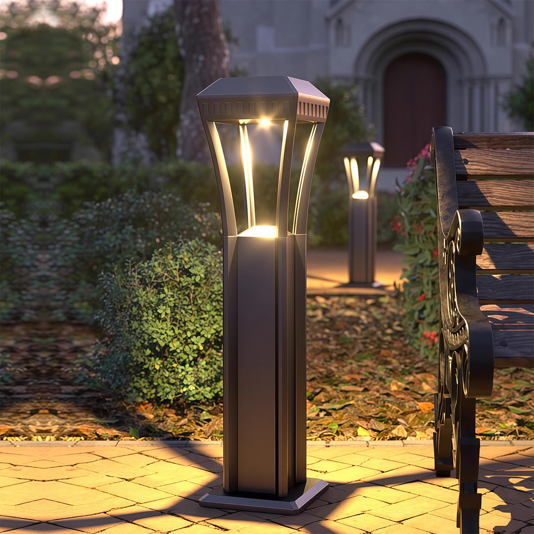 Geometric Outdoor Bollard Lights | Modern Aluminum Landscape Path Lighting