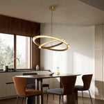 Aurelia Modern Round LED Chandelier – Designer Ceiling Light in Copper, Nickel, or Black
