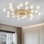 Lumière Flush Mount Ceiling Light in Glass and Iron, Modern Sputnik Design