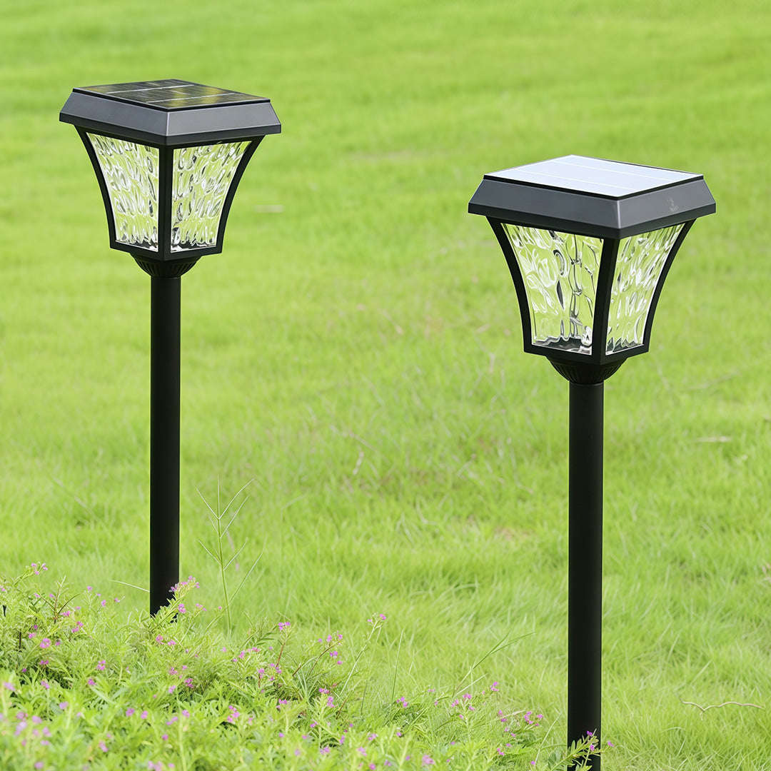 Solar Path Light in Black Aluminum with Dual-Color LED for Garden Walkways