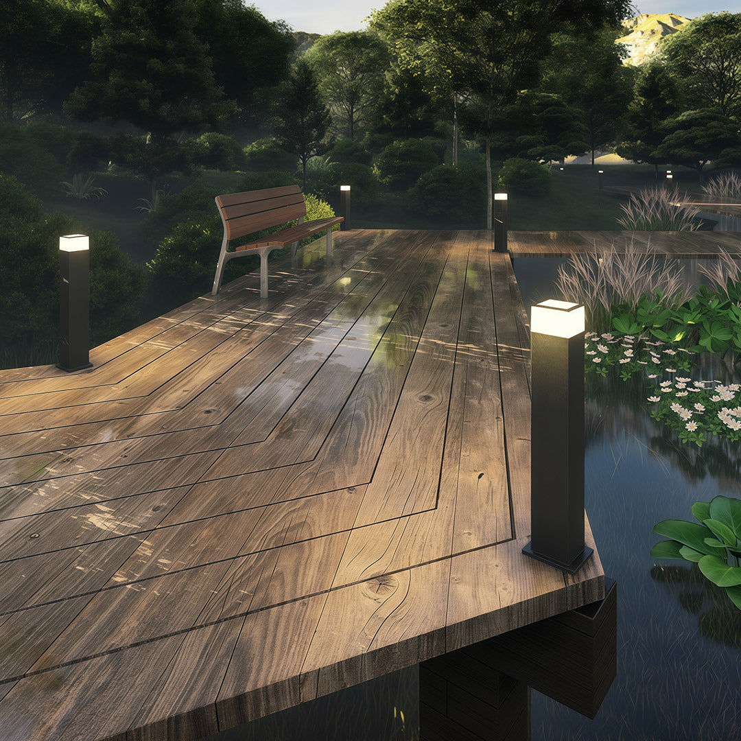 Modern Square Outdoor Bollard Light for Pathways & Gardens
