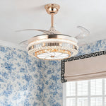 Lumina Gold Crystal Ceiling Fan with Dimmable LED Light, Modern 4-Blade Design