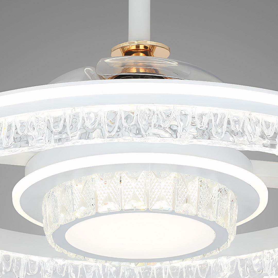 Nordic White Ceiling Fan with Integrated LED Round Light