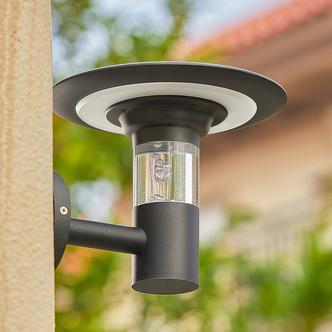 Solar-Powered Architectural Wall Sconce for Outdoor Elegance