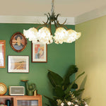 Vintage Lily of the Valley Chandelier, French Country Iron & Acrylic Pendant Light