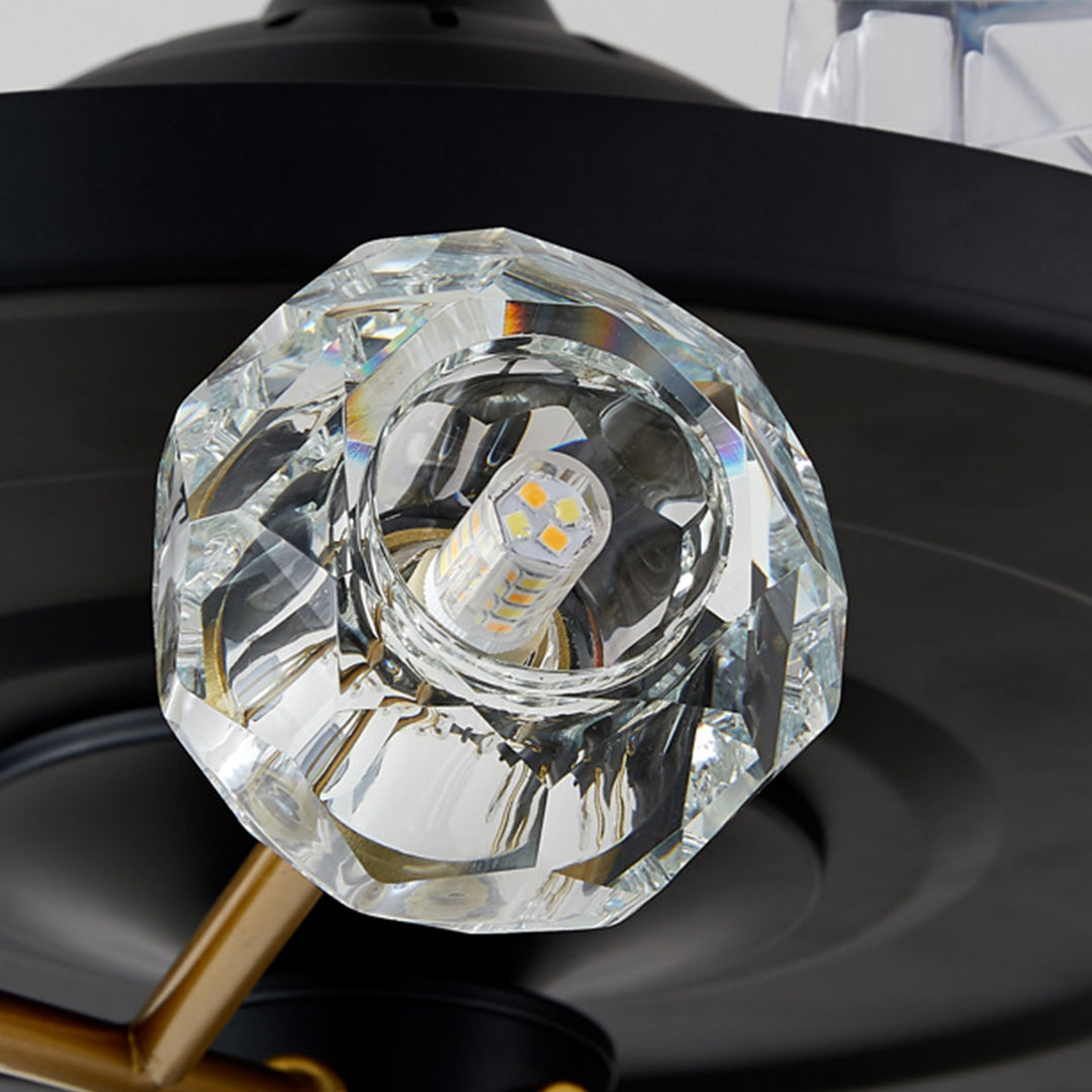 Nordic Crystal Ceiling Fan with 12 Lights and Retractable Blades