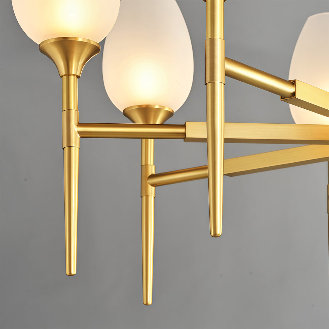 Lumina Brass Glass Chandelier – Modern Minimalist Ceiling Light