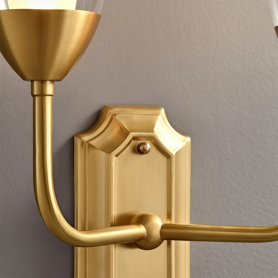 Luxury Dual Head Glass Wall Sconce in Solid Copper