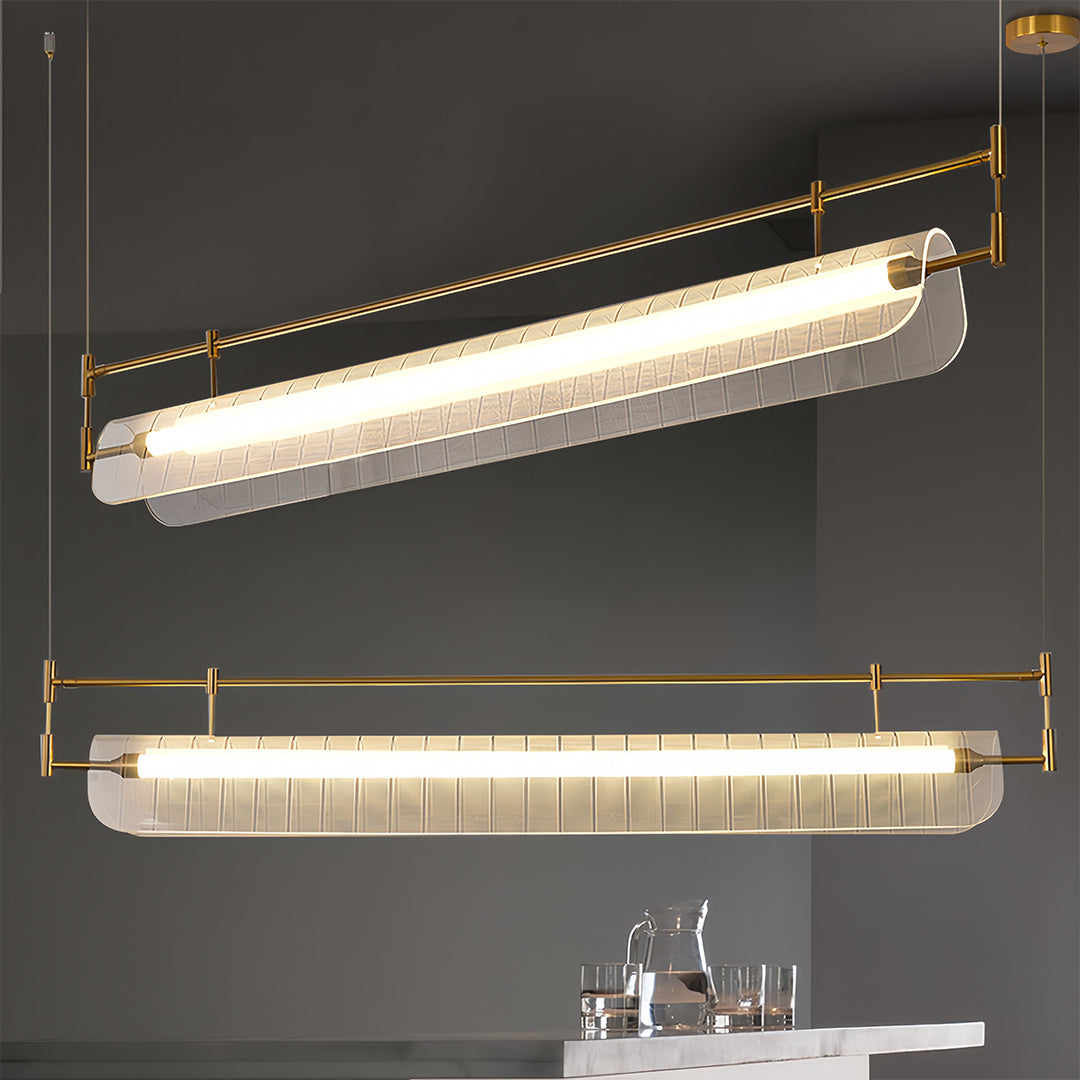 Nordic Linear LED Pendant Light, Minimalist Long Strip Ceiling Lamp for Dining Room and Kitchen Island